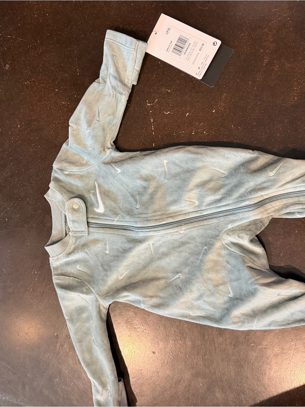 Nike Infant Zip Romper with Mini Swoosh Print